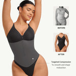 FeelinGirl Shapewear for Women Tummy Control Seamless Zip Front Bodysuits Thong V Neck Body Suit Body Shaper Going Out