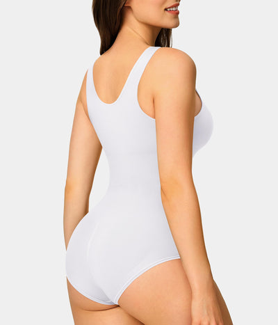 Nebility 2 Piece Shapewear Bodysuit for Women Tummy Control Slim Fit Sleeveless Round Neck Body Suit (Black/White 2pk, X-Large-XX-Large)