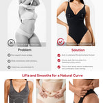 Nebility Shapewear Bodysuits for Women Tummy Control Body Shaper Deep V Neck Thong Body Suits (Black,Large)