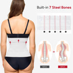 Nebility Waist Trainer for Women Corset Shapewear Tummy Control Segmented Waist Cincher Postpartum Faja Body Shaper with Adjustable Strap(White,X-Large)