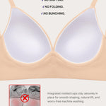 SHAPELLX Bra for Women Deep V Wireless Pushup Bra Plunge Seamless Comfortable Bras Unlined Tshirt Adjustable (Large Beige)