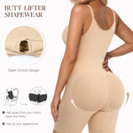 BRABIC Women's Zip-Up Shapewear Bodysuit Tummy Control Seamless V Neck Full Body Shaper Mid-Thigh Butt Lifter(Skin, Medium)