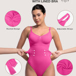 Lover-Beauty Bodysuits for Women Tummy Control Seamless Shapewear Thong Full Bust Body Shaper Pink Large