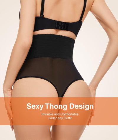 SIMIYA Thong Shapewear Tummy Control for Women High Waist Stay Put Body Shaper Stomach Compression Shapewear Thong Girdle