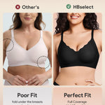 HBselect Jelly Bras for Women No Underwire 3PCS Comfort Wireless Push Up Bras Seamless Scalloped Lift Everyday Bralettes