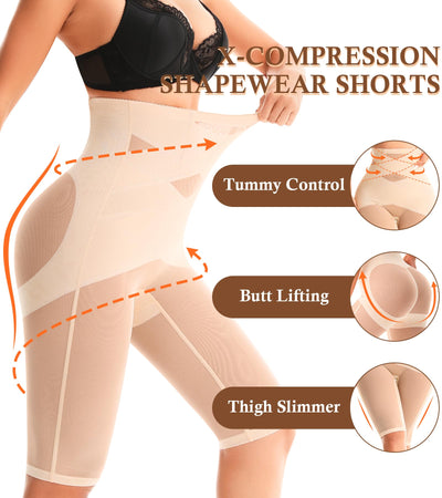ORLAROY Shapewear for Women Tummy Control Body Shaper Shorts Butt Lifting High Waisted Trainer Panties Thigh Slimmer Girdle M Nude