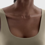 PUMIEY Bodysuit for Women Square Neck Sleeveless Tank Top Body Suits Women Clothing Khaki X-Large