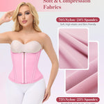 SHAPSHE Waist Trainer for Women Workout Corset Cincher Shapewear Zipper Underbust Faja Body Shaper Pink XXL