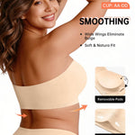 Vertvie Strapless Bra Wireless Non-Slip Push Up Bandeau Bras for Women Full Support Tube Tops Padded Bralette S-Large Breasts(Beige,Medium)
