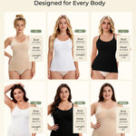 Inyself Women's Scoop Neck Shapewear Camisole Tank Top Tummy Control Body Shaper High Compression Seamless Smoothing Cami with Adjustable Straps for Slimming Waist & Back Support