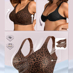 OEAK Womens Wireless Bras Supportive Seamless Full Coverage Bra Push Up Comfortable Bra No Underwire Everyday Tshirt Bras Coffee Leopard XL