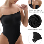 SHAPERX Strapless Bodysuit for Women Tummy Control Seamless Shapewear Thong Body Shaper with Invisible & Removable Straps
