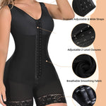 YIANNA Fajas Colombianas Shapewear for Women Tummy Control Full Body Shaper Butt Lifter with Zipper Crotch, YA7275-Black-L