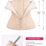 YIANNA Waist Trainer for Women Latex Underbust Tummy Control Waist Cincher Corset Hourglass Body Shaper Zipper and Hooks,YA2231-Beige-M