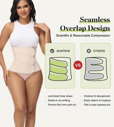 SHAPSHE Waist Trainer for Women Postpartum Belly Band Abdominal Binder Corset Shapewear Girdle Faja Beige XS