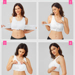 BRABIC Front Closure Post Surgical Compression Everyday Bra for Women Mastectomy with Removable Breast Support Band White