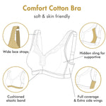 DELIMIRA Women's Wireless Plus Size Full Coverage Lace Bra Cotton Unlined Comfortable Gentle Rose 52C