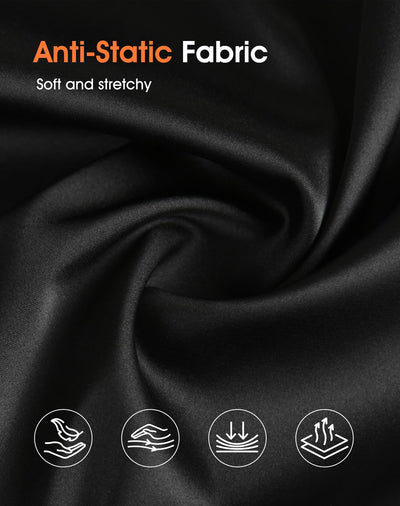 MANCYFIT Half Slips for Women Satin Slip Skirt Under Dresses Anti-Static Side Slit Underskirt Large Black