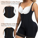 SHAPERX Women's Fajas Colombianas Tummy Control Shapewear Postpartum Butt Lifting Body Shaper with Boned Support,SZ7281-Black-S