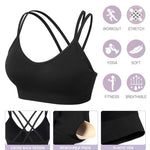 VEQKING Yoga Sports Bra for Women Criss-Cross Back Wireless Fitness Bra Removable Padded Bra 3 Pack