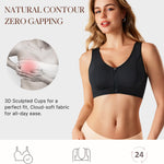 BRABIC Zipper Front Closure Bras for Women Mastectomy Wireless Compression Everyday Post Surgery Bra Black, Medium