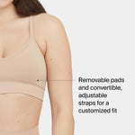 SPANX SPANXsmooth EcoCare Seamless Shaping Longline Bralette - Comfortable Everyday Bralette - Women's Bra with No Underwire - Toasted Oatmeal - Medium