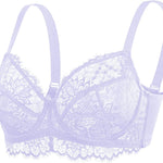 HSIA Minimizer Bra for Women - Plus Size Lace Full Coverage Womans Bra Unlined Underwire Bra for Heavy Breast Purple