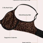 HSIA Minimizer Bras for Women Full Coverage Underwire Unlined Leopard Mesh Plus Size Convertible Bra for Big Busted Black 36DDD