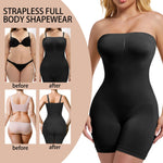ONEW Strapless Shapewear Bodysuit for Women Under Dress Tummy Control Full Body Shaper Seamless Butt Lifter Thigh Slimmer,Black,Medium