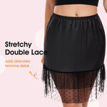 MANCYFIT Double Lace Half Slip for Women Under Dress Lace Slip Skirt Extenders Satin Under Skirt Liner Black XX-Large