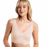 Floatley Cozy Bra Comfort Wirefree Full Coverage Seamless Bra with Embedded Pad for Women Size XL Champagne