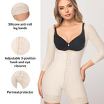 Forma Tu Cuerpo Long Sleeve Faja Body Shaper - fajas colombianas post surgery, Medium Compression, Open Bust, Beige, Lateral Zipper faja with sleeves, fajas colombianas para lipo 360 y bbl, M