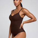OQQ Women’s Shapewear Bodysuit Seamless Tummy Control Body Suit Soft Stretch Tank Top for Everyday Wear Dark choco