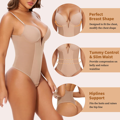 JOYSHAPER Women's V Neck Bodysuits Shapewear Tummy Control Shapewear Top