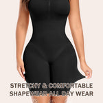 Werena Women's Strapless Shapewear Full Body Bodysuit Tummy Control Seamless Mid Thigh Body Shaper with Removable Straps (Black,XL)
