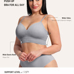 FeelinGirl Back Smoothing Bras for Women No Underwire Seamless Wireless Supportive Low Back Bra Comfortable T-Shirt Bra with Padding Heather Grey XL