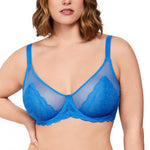 HSIA Minimizer Bras for Women Large Bust Full Coverage Lace Plus Size Bra - Mermaid Scales Marine Blue