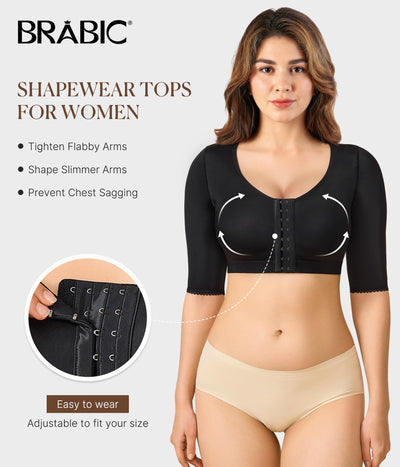 BRABIC Shaper Tops for Women Arm Compression Post Surgery Front Closure Bra Tank Top Shapewear (Black, 2XL)