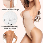 JOYSHAPER Women Plunge Backless Body shaper Bra Bodysuit Low back Thong Shapewear for Backless Dress Nude S