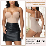 JOYSHAPER Strapless Shapewear Bodysuit with Built in Bra Backless Body Suits Faja Body Shaper for Women Low Back Thong Bodysuit Tummy Control Body Shaper Nude 2XL