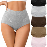 IROCUE High Waisted Cotton Underwear for Womens Slight Tummy Control Briefs Breathable Full Coverage Panties 5 Pack XL