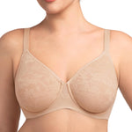 HSIA Minimizer Bra for Women - Full Coverage Seamless Lace Bra Plus Size Underwire Unlined Bra for Heavy Breast Light Beige