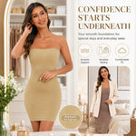 SLLIE Women's Strapless Shapewear Full Slip for Under Dresses Tummy Control Seamless Body Shaper Slips