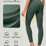 IUGA Compression Leggings with Pockets for Women Tummy Control Leggings No Front Seam Workout High Waist Yoga Pants, Forest Green