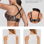 Gailife Womens Wireless V Mesh Comfortable Bra Seamless Bralette Push Up Brassiere No Underwire Supportive Tshirt Everyday Bra, Yellow Leopard, L