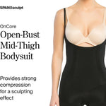 SPANX SPANXsculpt OnCore Open-Bust Mid-Thigh Bodysuit - Powerful Compression Body Shaper - Comfy Shapewear