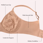 HSIA Minimizer Bra for Women - Full Coverage Seamless Lace Bra Plus Size Underwire Unlined Bra for Heavy Breast Dark Beige