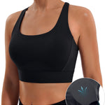 Ewedoos High Support Sports Bras for Women Adjustbale Supportive High Impact Sports Bra Push Up Workout Running Bras Black
