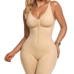 BRABIC Women's Zip-Up Shapewear Bodysuit Tummy Control Seamless V Neck Full Body Shaper Mid-Thigh Butt Lifter(Skin, Medium)