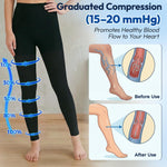 2 Pairs 15-20mmHg Compression Leggings for Women & Men, Medical Graduated Compression Tights Women, Footless Compression Stockings Support Compression Pantyhose for Varicose Veins, Edema, Dvt(Black+Beige, Large)